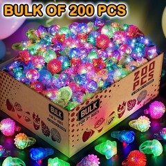 Glow Rings Multicolor Pack of 200 Led Bulk Party Supplies6 Light Kids Adults