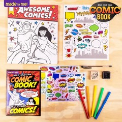 Comic Book Kit Kids 15 Page Hardcover Drawing Guide Stickers Markers Make How-to