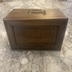 Antique Chinese Mahjong 5 Drawer Wood Box Set Bamboo Bone Mah-Jongg 144 pieces.
