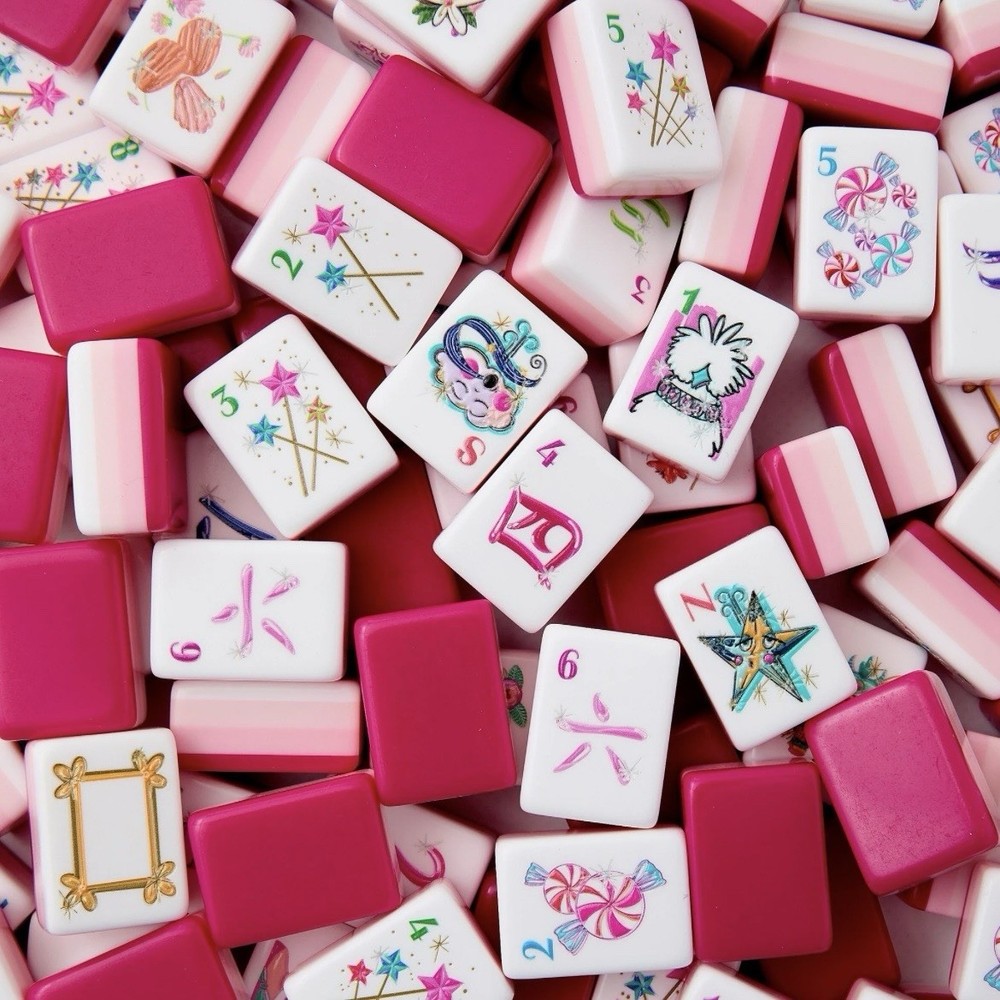Glitterville Inspired 4-Layer Pink Back American Mahjong Tiles