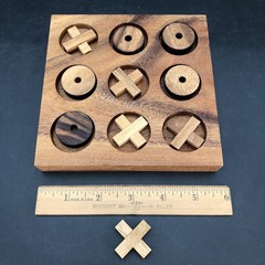 Handmade Wooden Tic Tac Toe Game Wood X O & 5.5 inch Board