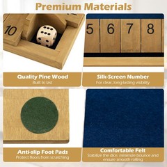 Shut The Box Game for 2-4 Players, 24 Inch Extra-Large Wooden Board w/10 Numbers