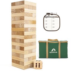 Giant Tumble Tower (Stack from 2Ft to Over 4.2Ft), 54 PCS Pine Wooden Stackin…