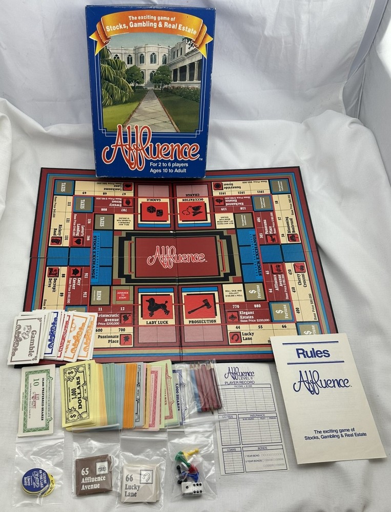 1986 Affluence Game Real Estate Game Complete in Very Good Condition FREE SHIP