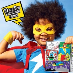 Comic Book Kit Kids 15 Page Hardcover Drawing Guide Stickers Markers Make How-to