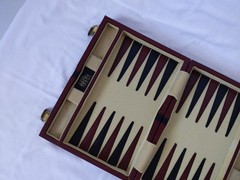 Vintage MR MAN Backgammon Board Game Leather Travel Case Box Brown Briefcase