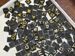 EYE REST ANAGRAMS EMBOSSED YELLOW NEAR 100 yr PRE-SCRABBLE GAME TOYS that TEACH