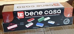 BENE CASA Double Nine Black High Gloss Dominoes Set Wood Storage Box New/Sealed