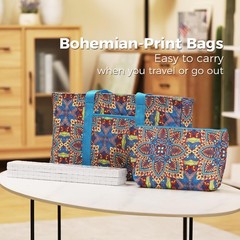 Kyerlish American Mahjong Tile Set with Blue Printed Carrying Bag, Print