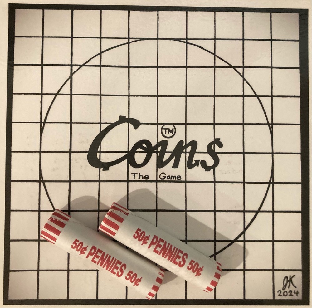 Coins The Game 8″ + 100 US rolled Pennies / 1 Cent coins.