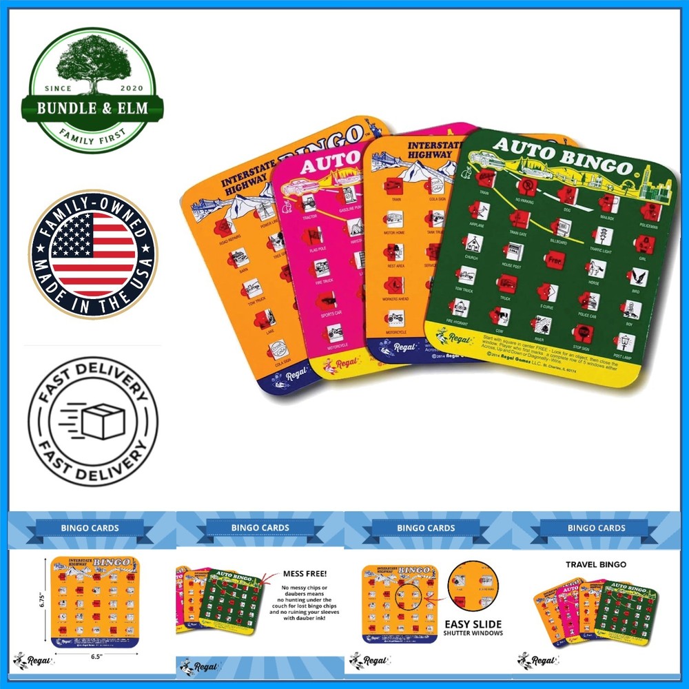Portable Bingo Game Cards with Sliding Windows – Classic Travel Fun for All Ages