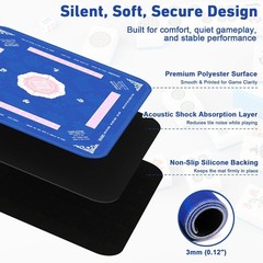 American Blue Mahjong Game Mat Non Slip 31.5 x 31.5 inches Table Top Playing