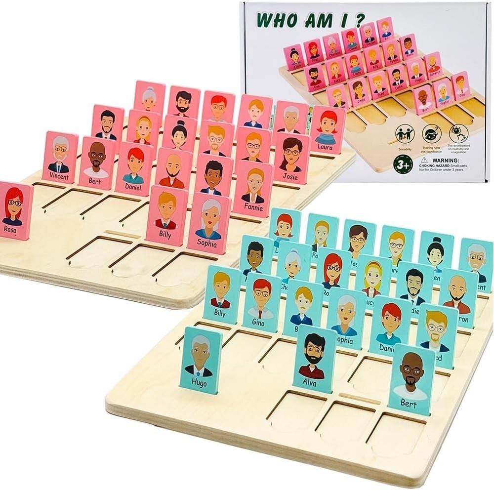 Guess Game Board Games Who Am I Wooden Board Game for Kids 3 4 5 6 7 8 Years Old
