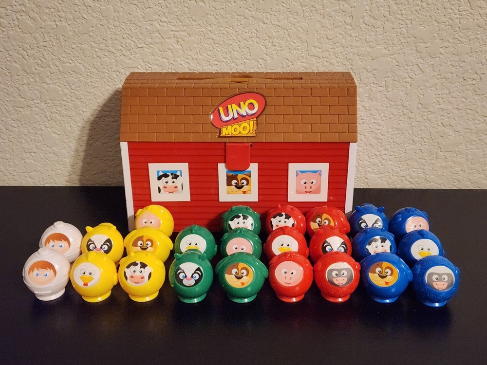 Uno Moo Mattel 2008 Children’s Game Hay Farmers Animals 24 Pieces Incomplete