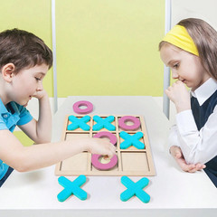 Wooden Tic Tac Toe Game Classical Kids Educational Puzzle Travel Board Toy Set