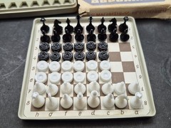 Vintage USSR Magnetic Travel Chess & Checkers Set 2in1 Soviet Board Game