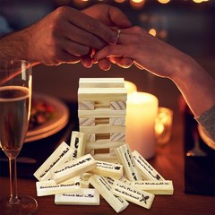 48pcs Wooden Tumble Tower Couples Game, Party Night Blocks, Stacking Block, W…