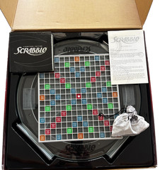 Scrabble Board Game Signature Edition w Rotating Glass Board Complete 2008 B&N