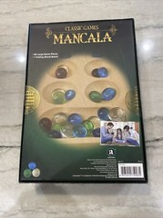 Classic Games Mancala Folding Wood Board Game 48 Multicolored Stones Premium