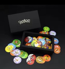 Pokemon Tazos Pogs 141 pcs 3rd Generation Strokes Box 3D Round Square Collection