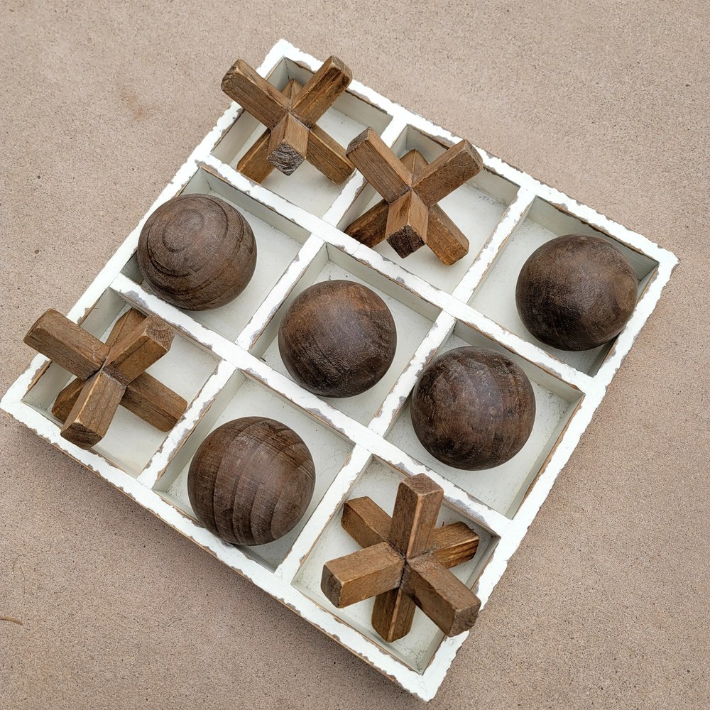Vtg Pier 1 Imports Wooden Tic Tac Toe Table Game Heritage French Cottage