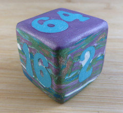 Jena’s Handmade Backgammon Doubling Cube Unique OAK Purple Blue Green #403