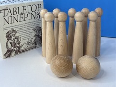 Vtg Colonial Williamsburg Tabletop Ninepins Cooperman Solid Wood Wooden Game