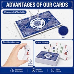 Mahjong Cards Large Print Waterproof Game Set 36 Tiles Traditional