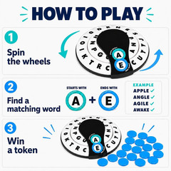 Starts with Ends with Word Game – Fast-Paced Family Word Game with 20 Tokens, Ca