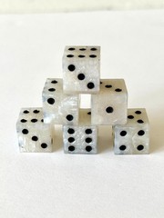 Resin Dice Set 6pcs – Classic Black & Pearl – Handmade Replacement Dice Games