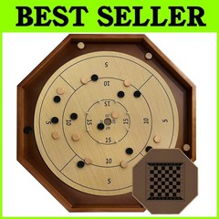 30 Inch Tournament Crokinole Board Game – 2 in 1 Checkers/-