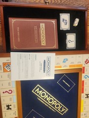 LN VIN Monopoly Luxury Edition Blue Board Game Collectible 2 Tone Wood-Complete