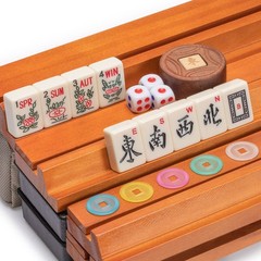 Yellow Mountain Imports American Mahjong Set Mojave Ivory Brown Case Racks