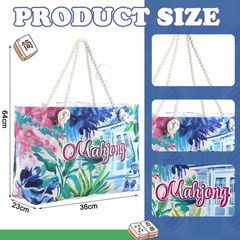 Sunnymove Empty Mahjong Bags Set for 24.0 x 13.0 x 4.7 inches, Blue and White