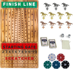 Large 21 Inches Horse Racing Board Game with 11 Luxury Metal Horses Thickened Wo