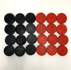 24pc Vintage Halsam Stars Earth Wooden Checkers – 12 Red / 12 Black