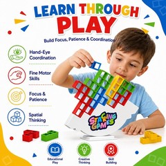 48PCS Tetra Tower Balance Stacking Game for Family Game Night – Upgraded 3D T…