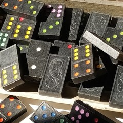Vintage Dominoes Double Nine Box Set Oriental Dragons Multicolored Dots