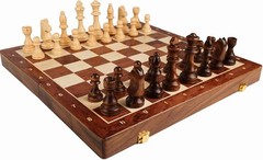 Walnut Chess Set 15” x 15” with Felted Game Board Interior for Storage Ches…