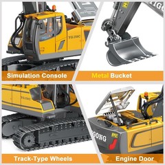 Remote Control Excavator Toy for Boys 4-7, RC Excavator 680-degree Turns with…