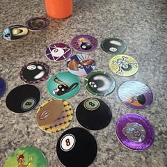 Vintage Pogs Lot Various 1990s Power Rangers, chuck norris Micheal Jordan Tube