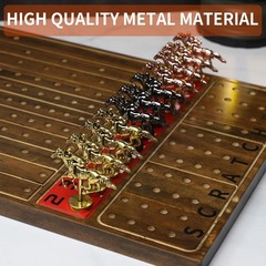 Horse Racing Game – Wooden Horse Race Board Game with 11 Luxury Metal Horses 2 D