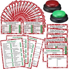 Vinsot 50 Pcs Christmas Friendly Feud Game with Answer Buzzer Christmas Feud