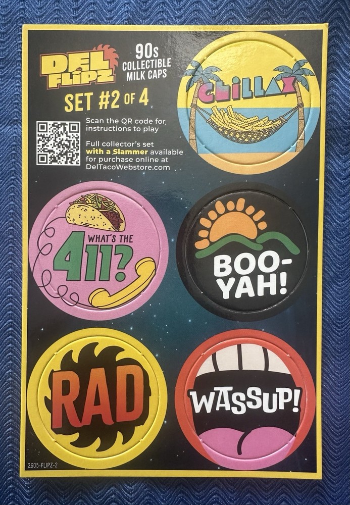 Del Taco Set Of 5 Pogs Milk Caps Pieces Game Pieces 90s Era #2 Of 4 Collectible