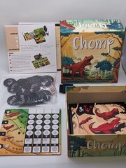 CHOMP game: feed dinosaurs Allplay family 100% complete in box with tiles