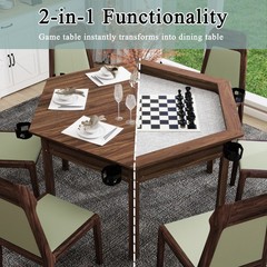 Board Game Table with Removable Table Top for 6 Players, Hexagon Gaming Table