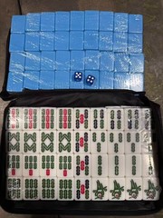 Mahjong Set 144 Tiles Chinese Mahjong Game Travel Case Portable Full Size 42mm B