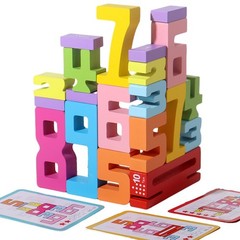 Wooden Stacking Building Blocks for 3+ Years Old Kids 1-10 Number Game Balanc…
