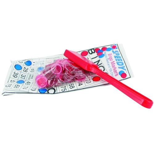 Magnetic Red Bingo Wand and 100 Chips Markers – Use on paper sheets NEW