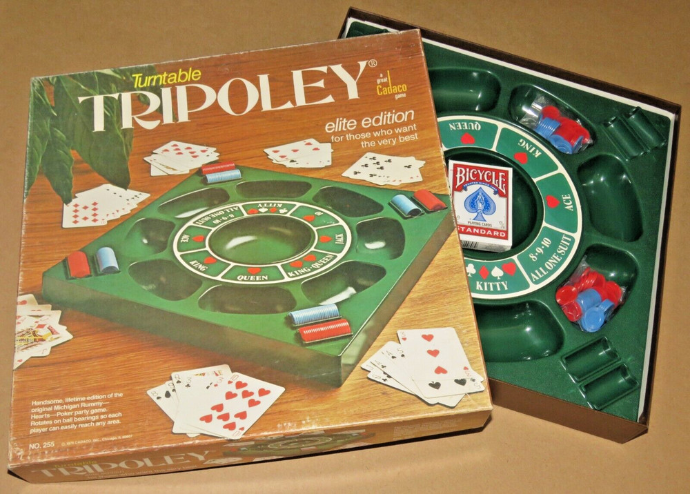 Vintage 1976 Cadaco Turntable TRIPOLEY Elite Edition Game No.255 – New Card Deck